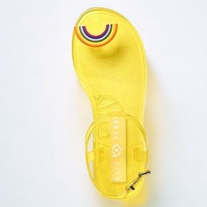 Katy Perry Collections Yellow Jelly Toe-Ring Sandal with Rainbow Detail